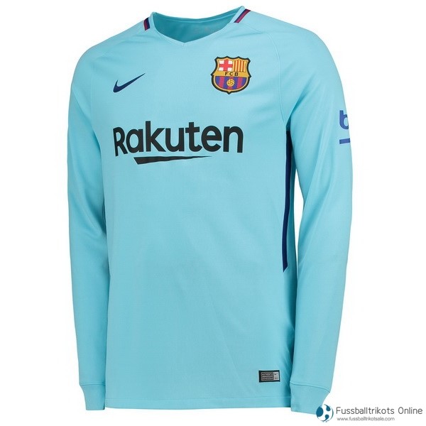 Barcelona Trikot Auswarts ML 2017-18 Blau Fussballtrikots Günstig